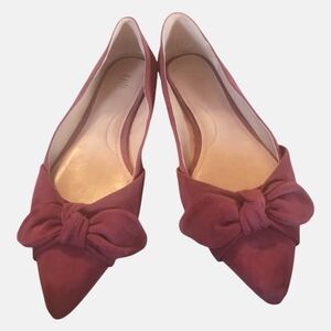 J. Jill Women's Simone Suede Burgundy Career Slip-on Bow Ballet Flat Sz 11